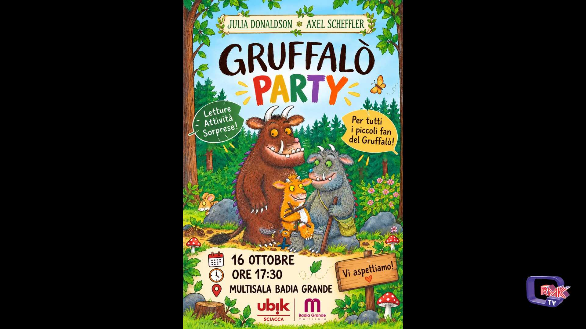 Libreria Ubik. Gruffalò Party domani pomeriggio alla Multisala Badia Grande